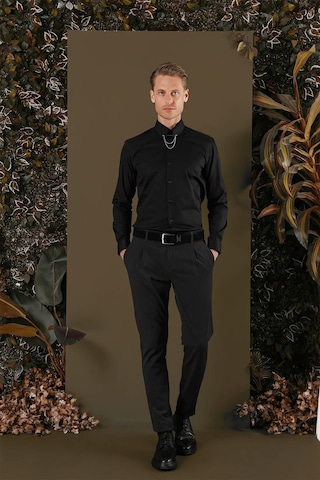 Efor Gk 704 Slim Fit Siyah Klasik Gömlek Siyah