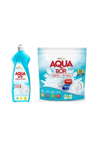 Aquabor Doğal Mineralli Elde Bulaşık Deterjanı +bulaşık Makinesi Tableti 30 Tablet. 74312594