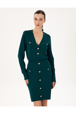 Pierre Cardin Kadın Koyu Yeşil Elbise Triko 50290605-vr079 Koyu Yeşil