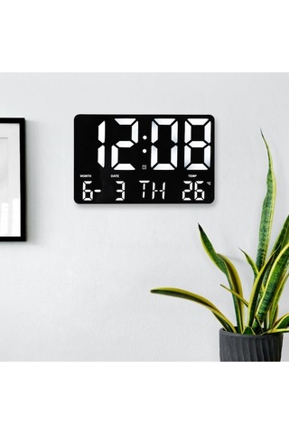 Artfulabode Uzaktan Kumandalı Suntek Siyah Dijital Sıcaklık Saati Duvar Göstergeli 10 Br Siyah