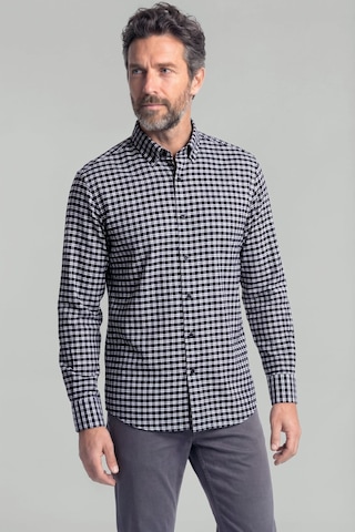 Bisse Modern Fit İtalyan Yaka Düğmeli Ekose Kışlık Pamuk Lacivert Erkek Gömlek Gmeks0122300214 D39 Lacivert