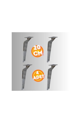 20 Cm Metal Tabanca Ayak Koltuk Ayağı Mobilya Ayağı Ünite Ayağı Konsol Ayağı Puf Berjer Ayağı 4 Ad Krom