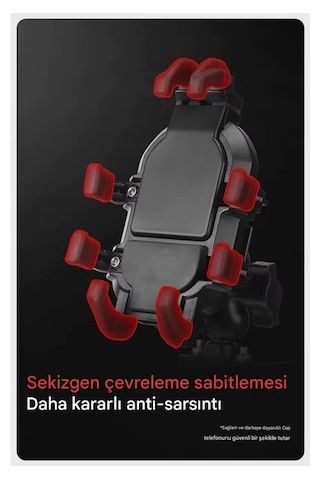 B05 Ayna Bağlantılı Titreşim Önleyici Motosiklet Telefon Tutucu – 360° Dönebilir, Şok Emicili