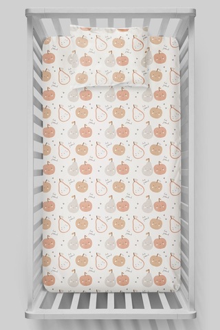 Organik Bebek Boy Lastikli Çarşaf Seti 70x130 - Minik Tatlı Meyveler