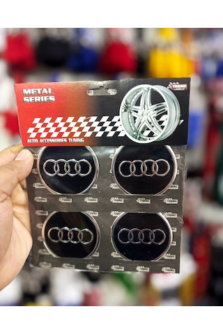 Universal Araç Uyumlu, Audi Jant Göbeği Arması, Sticker 4'lü Set 60mm Gümüş