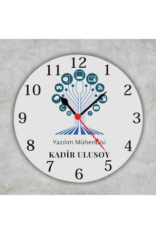 Teknoloji Ve Bilişim Temalı Ofis Duvar Saati - Yazılımcıya Özel İsimli Metal Saat Çok Renkli