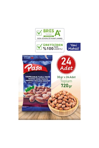 Paşa Kuruyemiş Kavrulmuş Tuzlu Yer Fıstığı 24 x 30 G