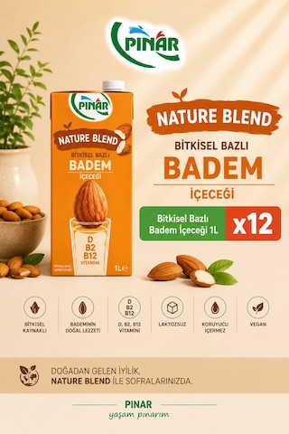 Bitkisel Badem Sütü 1 Lt X 12 Adet