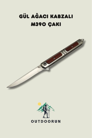 Outdoorun Gül Ağacı Gövdeli M390 Outdoour Kamp Çakı - 21 Cm Kahverengi