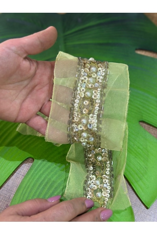 53x4 Cm Pul Payet Boncuk İşleme Dikiş Giyim Aksesuarı Aplike