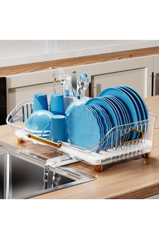 Pazly Kahverengi Mutfak Bulaşıklık Pot Plaka Rafı - Bpa İçermeyen Plastik Drenaj Tutucu - Kullanışlı Mutfak Organizatörü Kahverengi