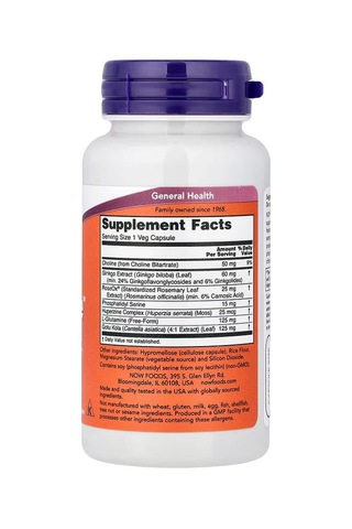 Now Foods Brain Choline Bitartrate Phosphatidyl Serine Brain & Cognitive 60 Veg Caps