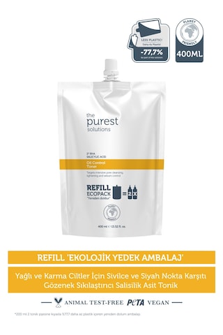 Sivilce & Siyah Nokta Karşıtı Salisilik Asit Tonik Yağlı-karma Ciltler Ekolojik Yedek Paket 400ml