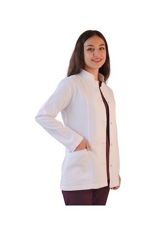 Vayteks Hakim Yaka Ceket Boy Beyaz Kadın Doktor Öğretmen Laboratuvar Önlüğü