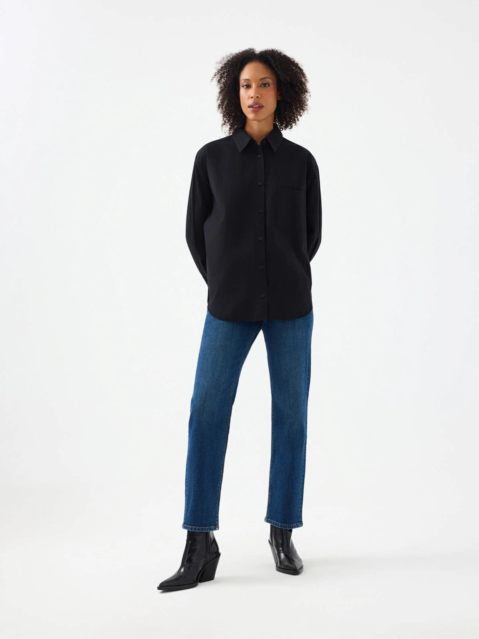 Loft Loose Fit Siyah Kadın Gömlek Lf2041855 Siyah
