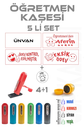 Öğretmen Kaşesi Aferin Kaşesi Cep Kaşesi 5 Li Set