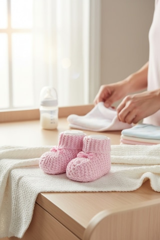 Balbeybi Örgü Triko Yenidoğan Bebek Patiği 0 6 Ay Unisex Ponponsuz Yumuşak Patik Pembe