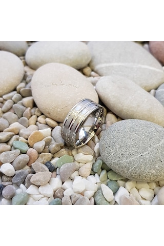 Chavin Gri Bayan Erkek Çelik Yüzük Alyans Ec43By Gümüş