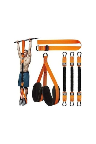 Pazly 5 Adet Abahub Yeşil Ayarlanabilir Pull Up Direnç Kayışları, Evrensel Uyumlu, Dayanıklı Polyester, Fitness Üst Vücut Ekipmanı, Turuncu Renk Yeşil