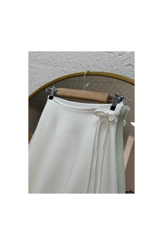 Unika Boutique Elisaid Yandan Bağlamalı Parçalı Skuba Etek-gs3788 Beyaz