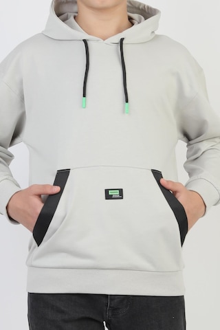 Kapüşonlu Kanguru Cepli 2 İplik Mevsimlik Erkek Çocuk Sweatshirt-90920 Gri
