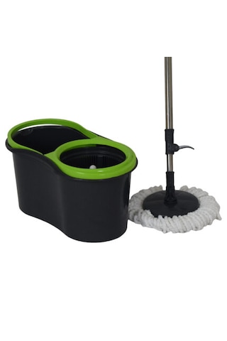 Şeylişeyler - 13 Litre Spin Mop Döner Mekanizmalı Temizlik Seti - Pratik Sıkmalı Mop Kovası + Mikrofiber Başlık