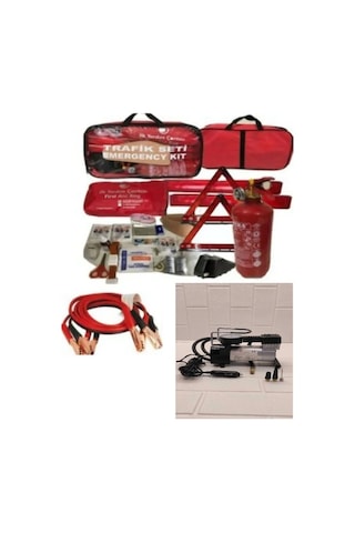 Lüx Trafik Seti +1200 Akü Takviye Kablosu +metal Hava Kompresörü