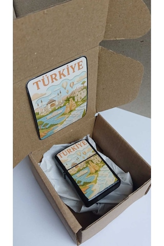 Edirne Retro Vintage - Benzinli Siyah Çakmak Magnet Hediye Siyah