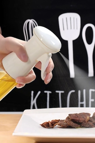 Püskürtmeli Cam Şişe Sprey Şişesi Yağ Şişesi Zeytinyağı Limon Püskürtücü Yağdanlık 200 Ml Beyaz