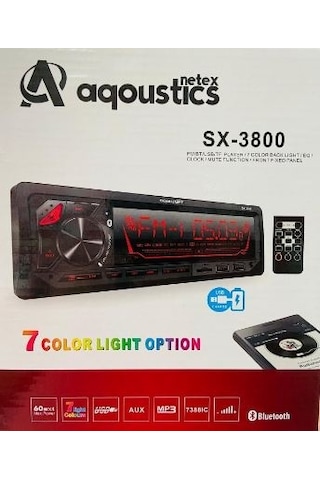 Aqoustics Sx 3800 Bt 7 Renk Bluetooth Özellikli Oto Teyp N11.794