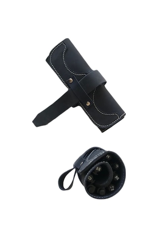 Özel Tasarım - Crazyhorse Deri Rulo Kalemlik - 8 gözlü - Lacivert