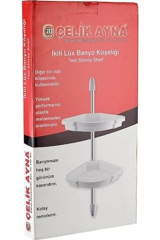 Çelik Ayna Banyo Köşe Rafı Şampuanlık Iki Gözlü 135 Çok Renkli