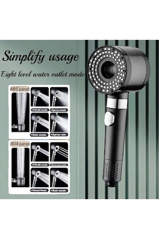 Fastbuy Challenger Koyu Gri 8 Hız Modlu Duş Başlığı Seti 3 Filtreli Yüksek Basınç 150cm Hortum Koyu Gri Koyu Gri