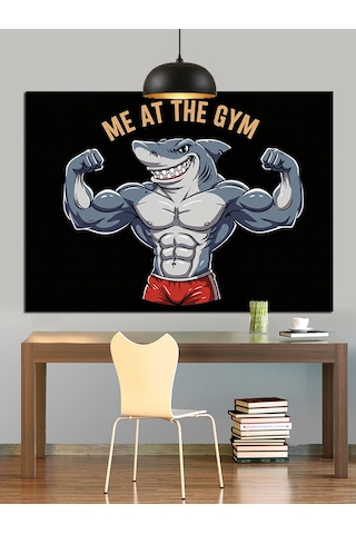 Me At The Gym Yazısı Dekoratif Kanvas - Mdf Ahşap Tablo