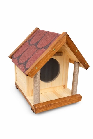 Reyo Narım Kedi Evi, Kedi Kulübesi, Kedi Barınağı, Özel Üretim 60x52x35 Cm Monteli Teslimat