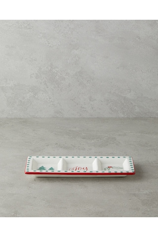 English Home Joy Dolomite Sunumluk 25x10 Cm Beyaz - Kırmızı Beyaz - Kırmızı