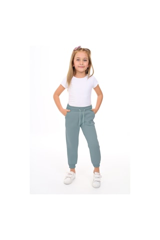 Kız Çocuk Nakış Baskılı Beli Paçası Lastikli Cepli Basic Jogger Eşofman Altı 3 İplik Şardonlu Açık Mavi