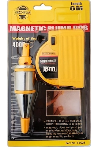 Elmpaly 1 Adet Manyetik Çekül 6 Metre/236.22 İnç Şerit Metre İnşaat Marangoz İçin