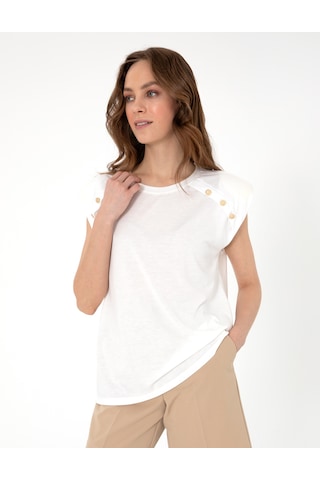 Pierre Cardin Kadın Beyaz Tişört 50301482-vr013 Beyaz