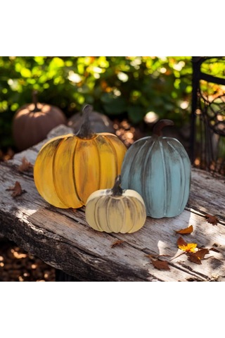 Naturel Görünümlü Balkabakları Ailesi 3'lü Set