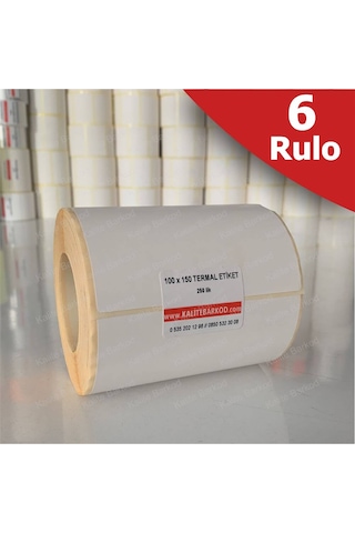 Termal Etiket 100X150 - Barkod Etiketi 6 Rulo 1.500 Adet Termal Etiket 100X150 - Barkod Etiketi 6 Rulo 1.500 Adet