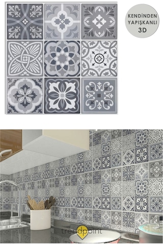 Trendpoint 3d 30 30cm Mutfak Tezgah Arkası Kaplama Pvc Kendinden Yapışkanlı Seramik Görünümlü Banyo