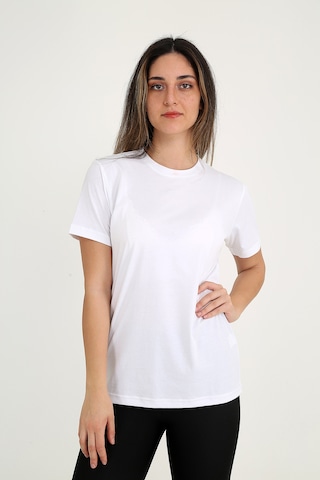 Rubadi Kadın Beyaz Tişört - %100 Pamuklu Bisiklet Yaka Kısa Kollu Baskısız Düz Renk Basic Model