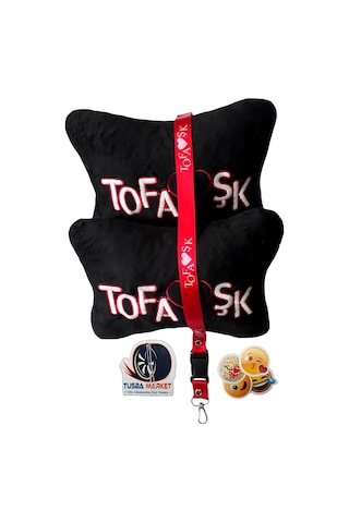 Tofaş Uyumlu Kırmızı Siyah Peluş Torpido Koruma Halısı & Örtüsü / Tofaş Araç Boyun Yastığı