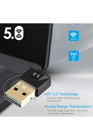 Wezone Usb Bluetooth 5.0 Adaptörü - Sürücü Gerektirmeyen Bilgisayar Transmitter/receiver - 3mbps Hızlı Veri Transferi