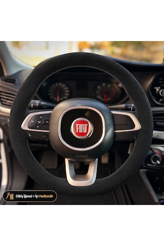 Fiat Pratico Direksiyon Kılıfı Alcantara Süet Monza Black Serisi Siyah 2015-2022