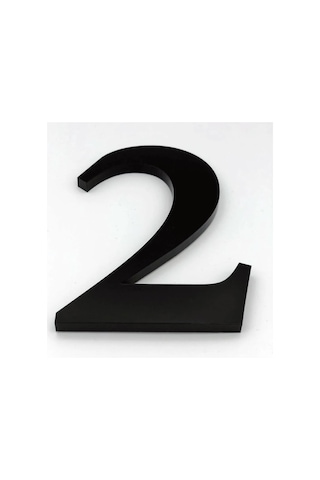 Kapı Numarası 20 Cm No 2 Roma, Siyah Pleksi Kendinden Yapışkanlı