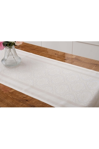 Finezza Roma Jakar Polyester Kumaş Bej Runner 45x150 cm - 1415