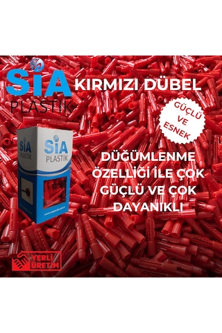 8 X 51 Kırmızı Dübel - 1 Paket 200 Adet