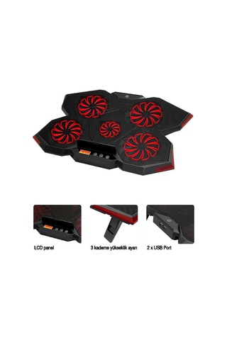 Frisby FNC-5255B GP5 E-Sport Desing 5 Fanlı Pro Standlı Notebook Soğutucu